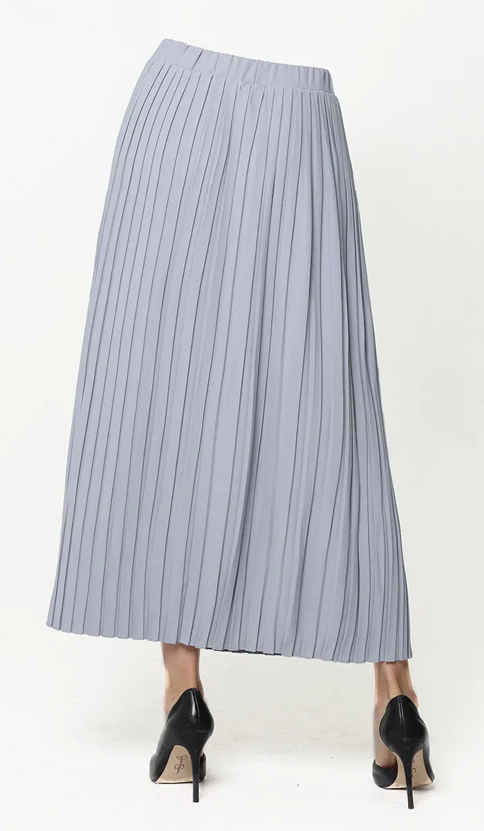 Lulu Pleated Long Maxi Skirt - Powder Blue