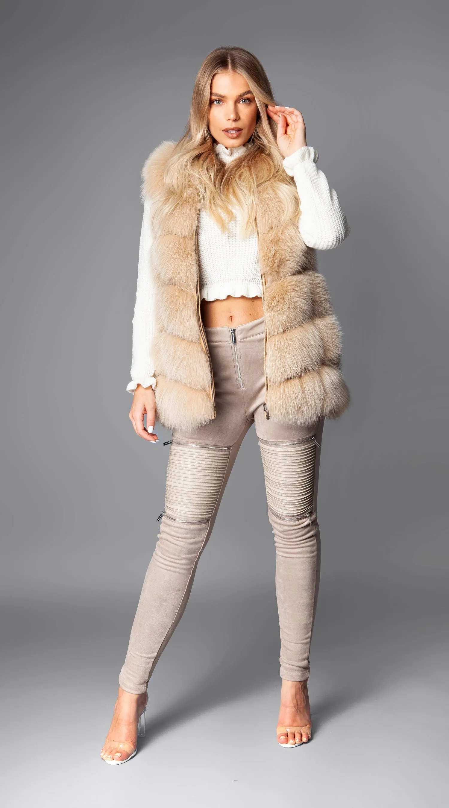 Luxy Fox Fur Gilet - Vanilla