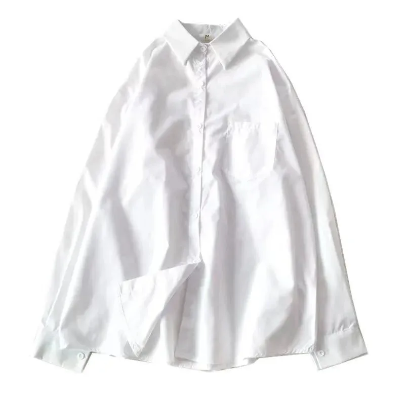 LVSANW Casual Loose White Shirt for Women Oversize Basic Long Sleeve Button Up Blouse Female Autumn Winter All-match Lapel Shirts Coat