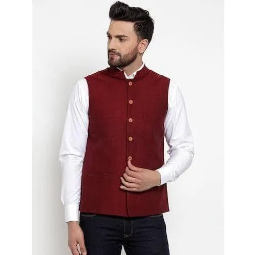 Maroon Men Nehru Jacket