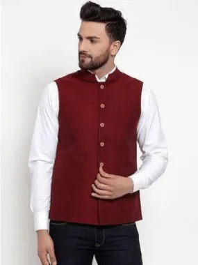 Maroon Men Nehru Jacket