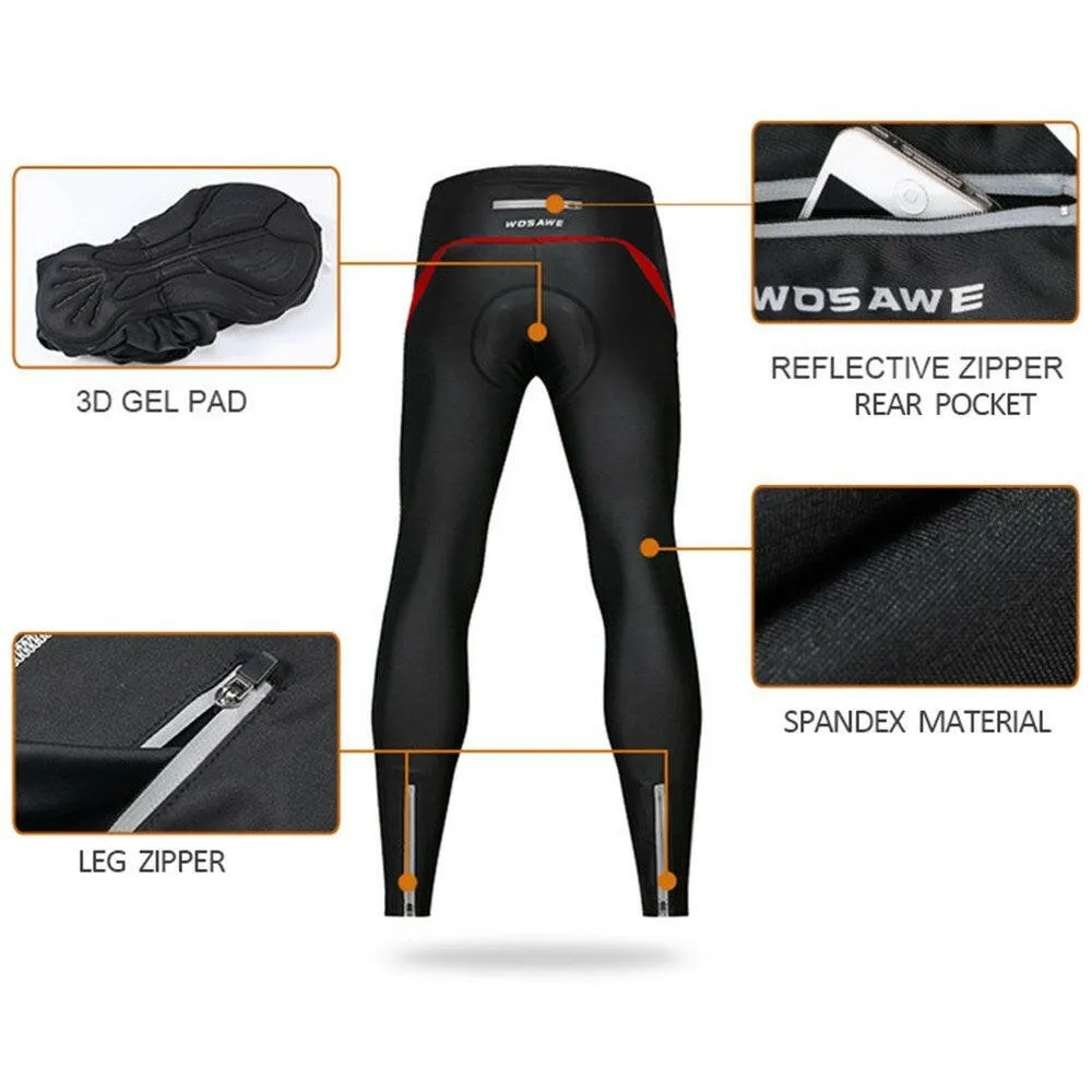 Men Bicycle Pants 3D Padded Road Bike Cycling Pants Windproof Thermal Biking Running Tights