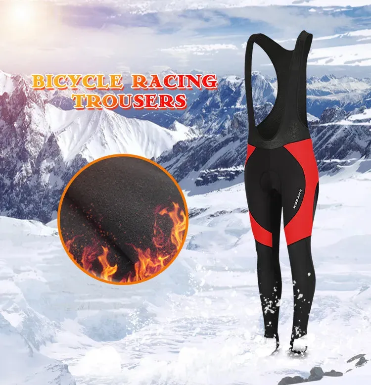 Men Cycling Bib Pants Thermal Reflective Winter Bib Shorts with Braces Cycling Gel Pad MTB Bike Trousers Long Pant