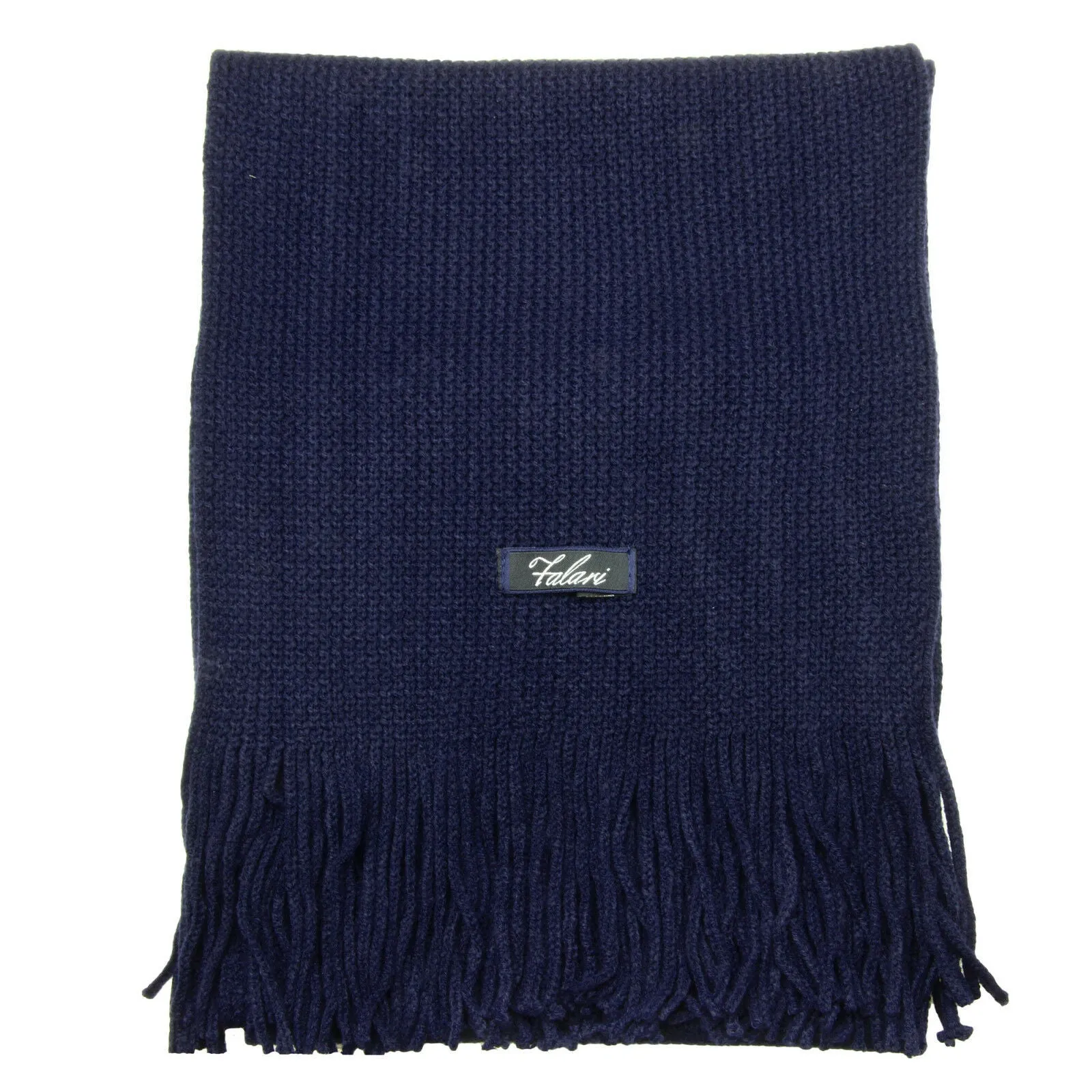 Men Solid Knitted Winter Scarf - Navy