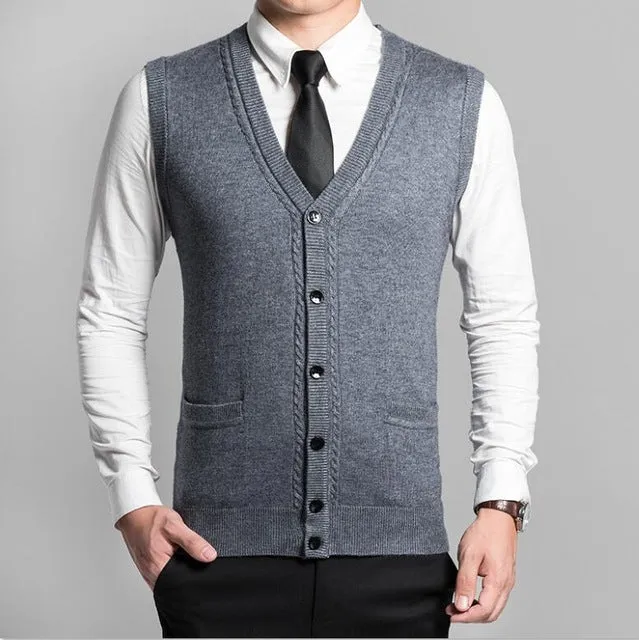 Men's Sweater Pullover Men Sweaters Cardigan Vest Sweaters Wool Pullover Mens V-Neck Sleeveless Vest Brand Clothing