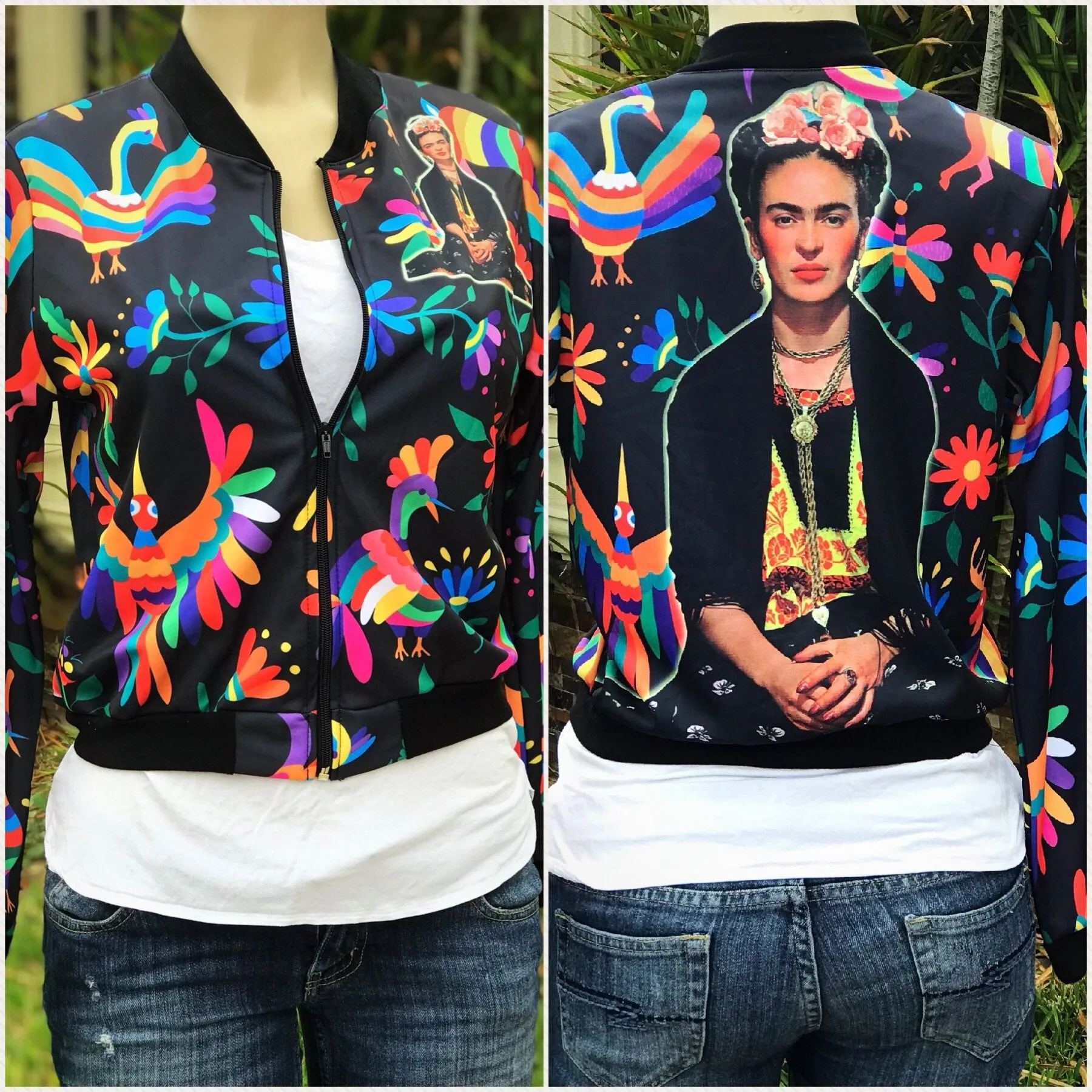 Mexican Frida Kahlo Bomber Jacket Otomi