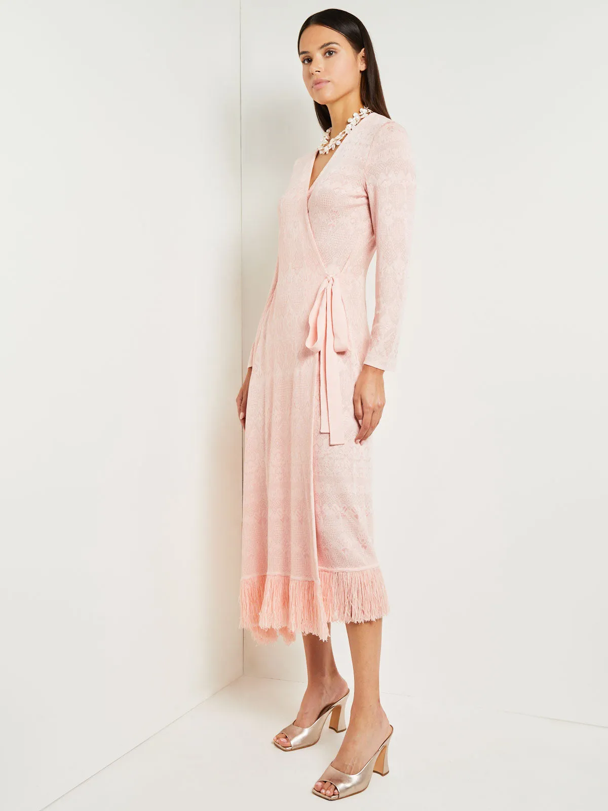 Midi Wrap Dress - Soft Jacquard Knit