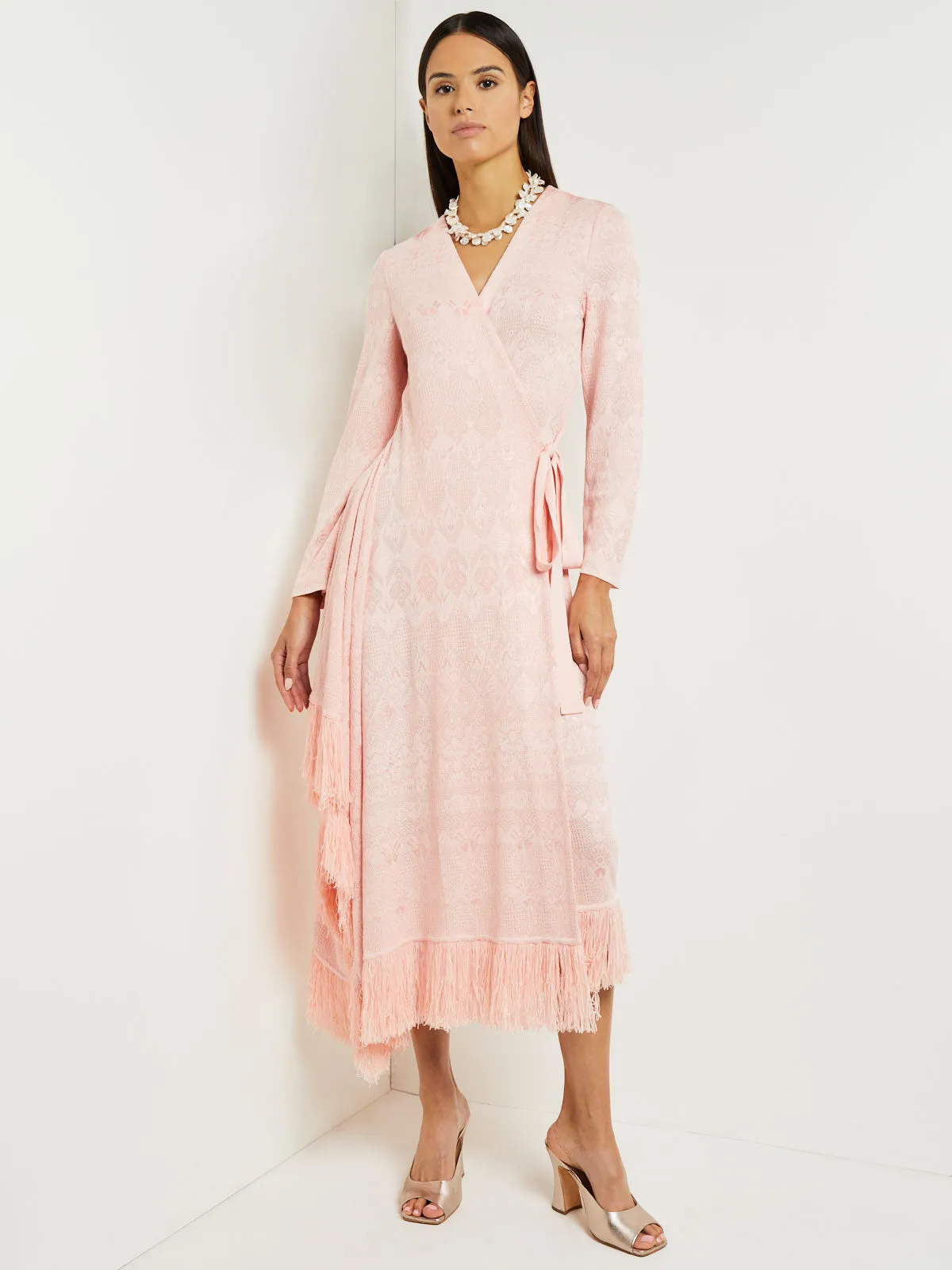 Midi Wrap Dress - Soft Jacquard Knit