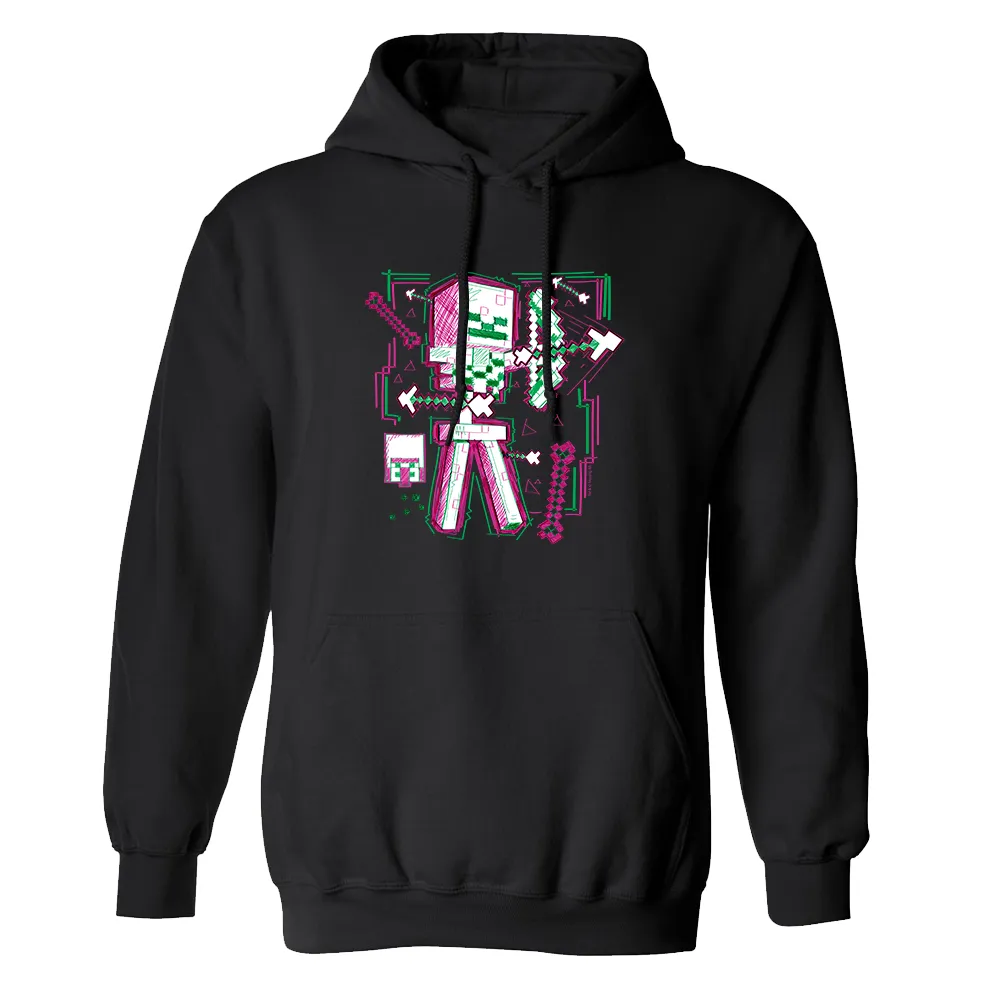 Minecraft Acid Sketch Skeleton Pullover Hoodie