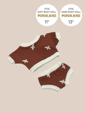 Minikane Doll Clothes | Cotton Waffle Short Set - Dove Whisper