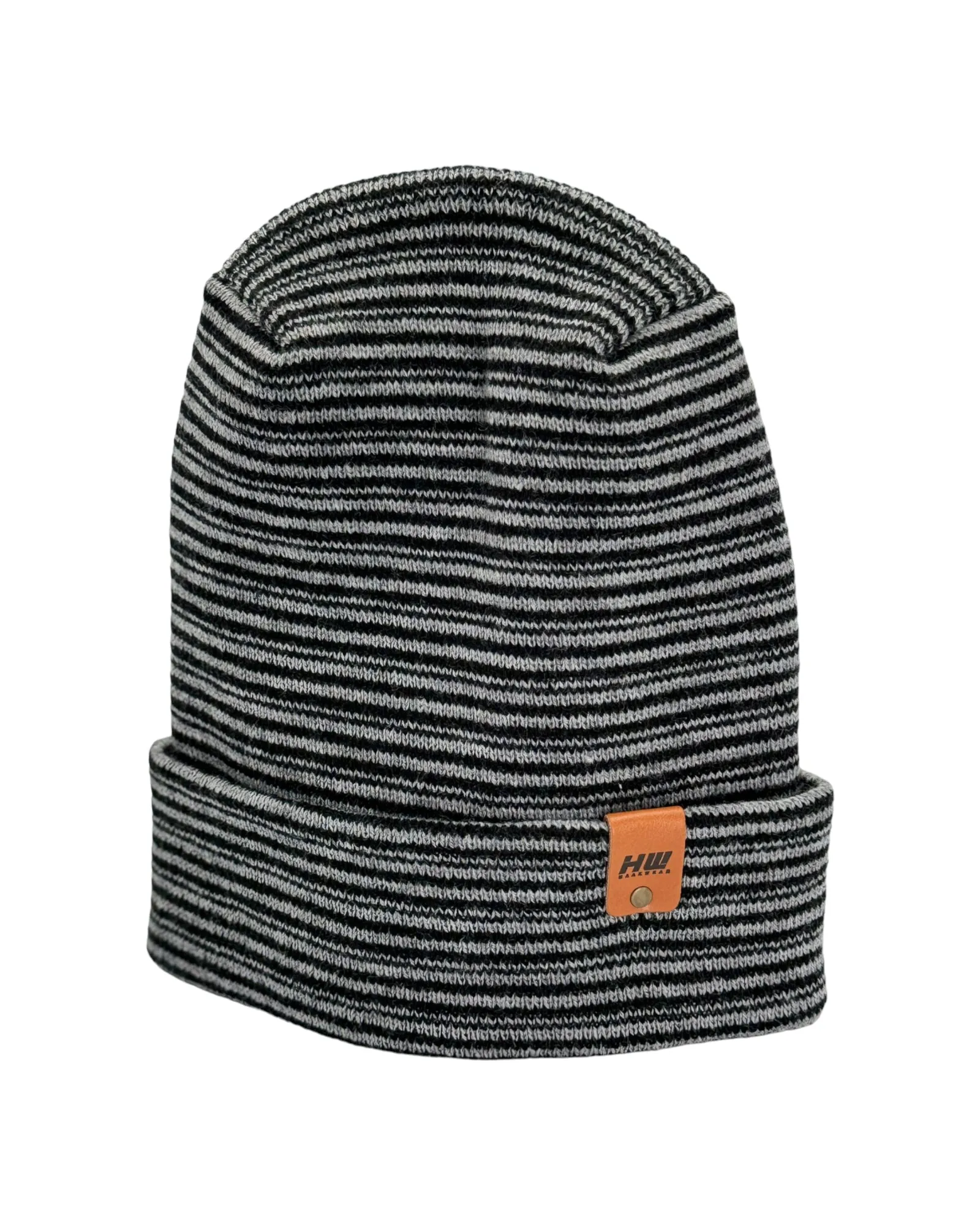 Modern Theta Stitch Contrast Cuffed Beanie (Patent Pending Design) Black / Gray, Made in USA