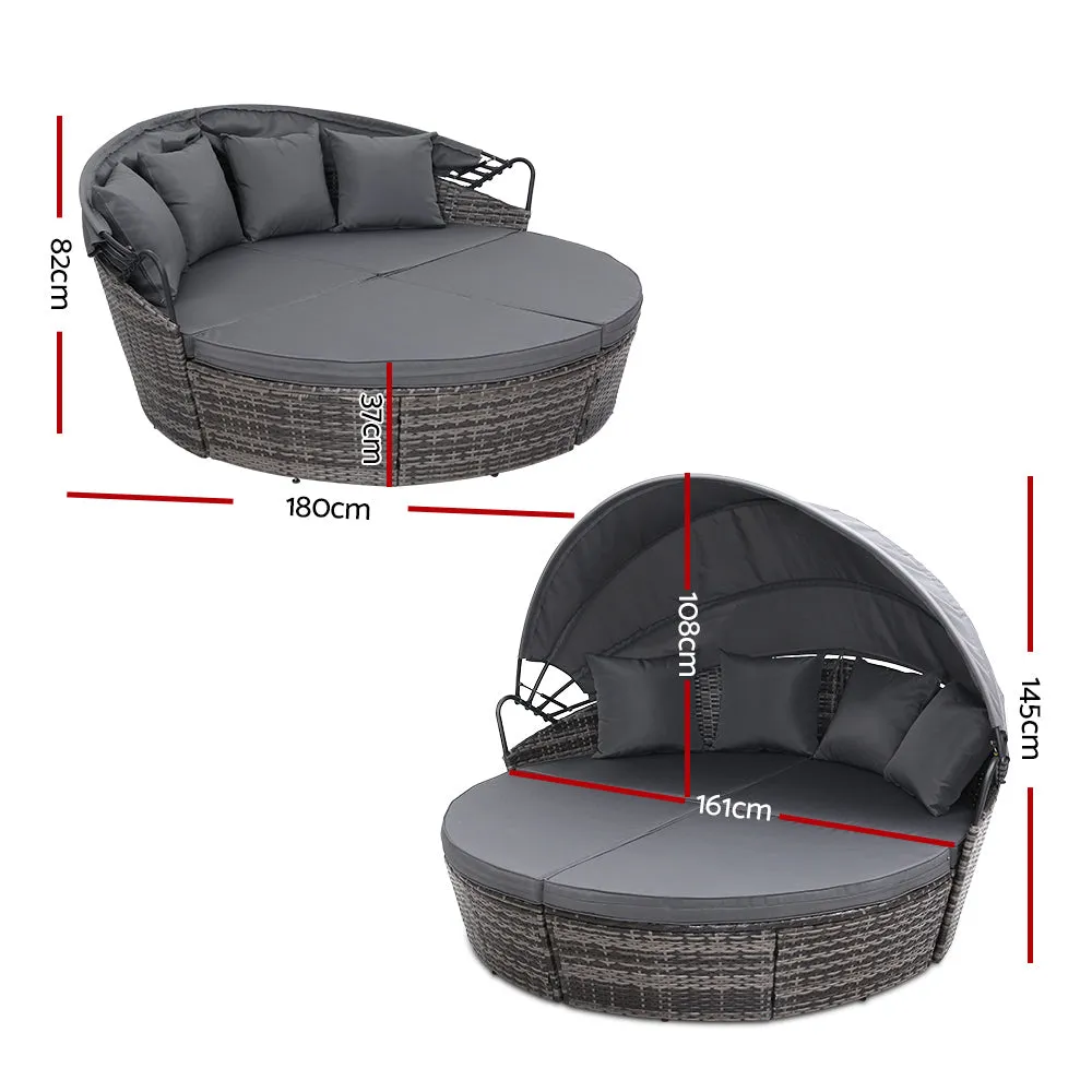 Modular Wicker Sun Lounge with Canopy, Gardeon