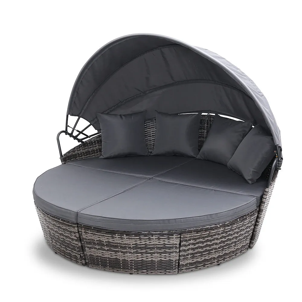 Modular Wicker Sun Lounge with Canopy, Gardeon