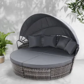 Modular Wicker Sun Lounge with Canopy, Gardeon