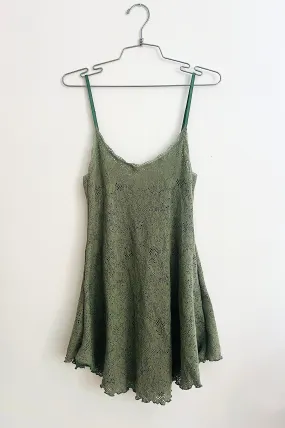 Moonshadow Slip Dress in Stretch Sage Cotton Crochet Knit