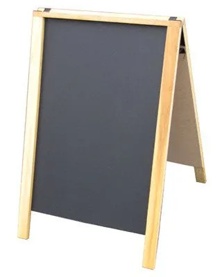 Natural Finish Hardwood 22"x28" Economy A-frame Sidewalk Sign w/ Black Chalkboard Panels