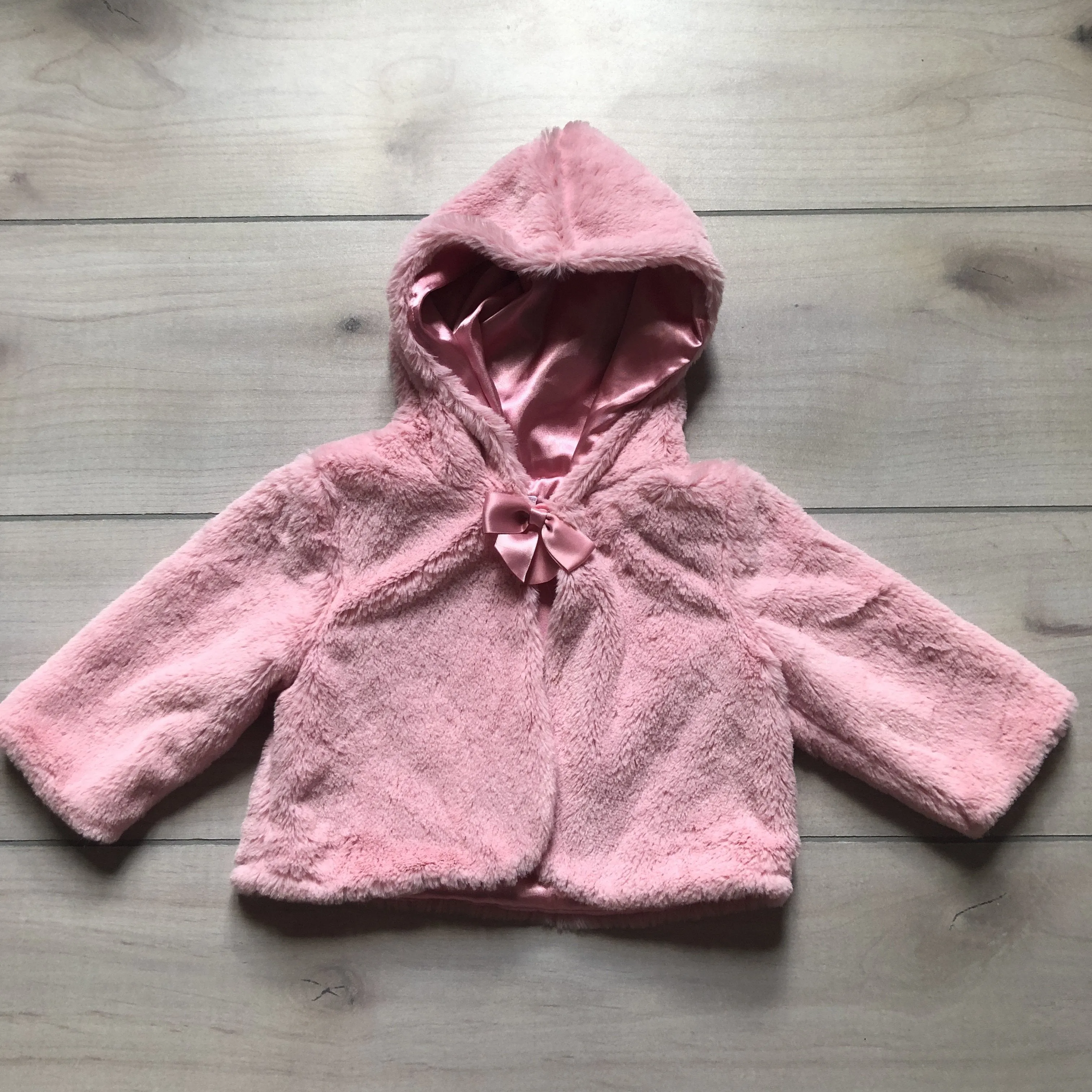 NEW Gymboree Pink Faux Fur Hooded Cape Coat