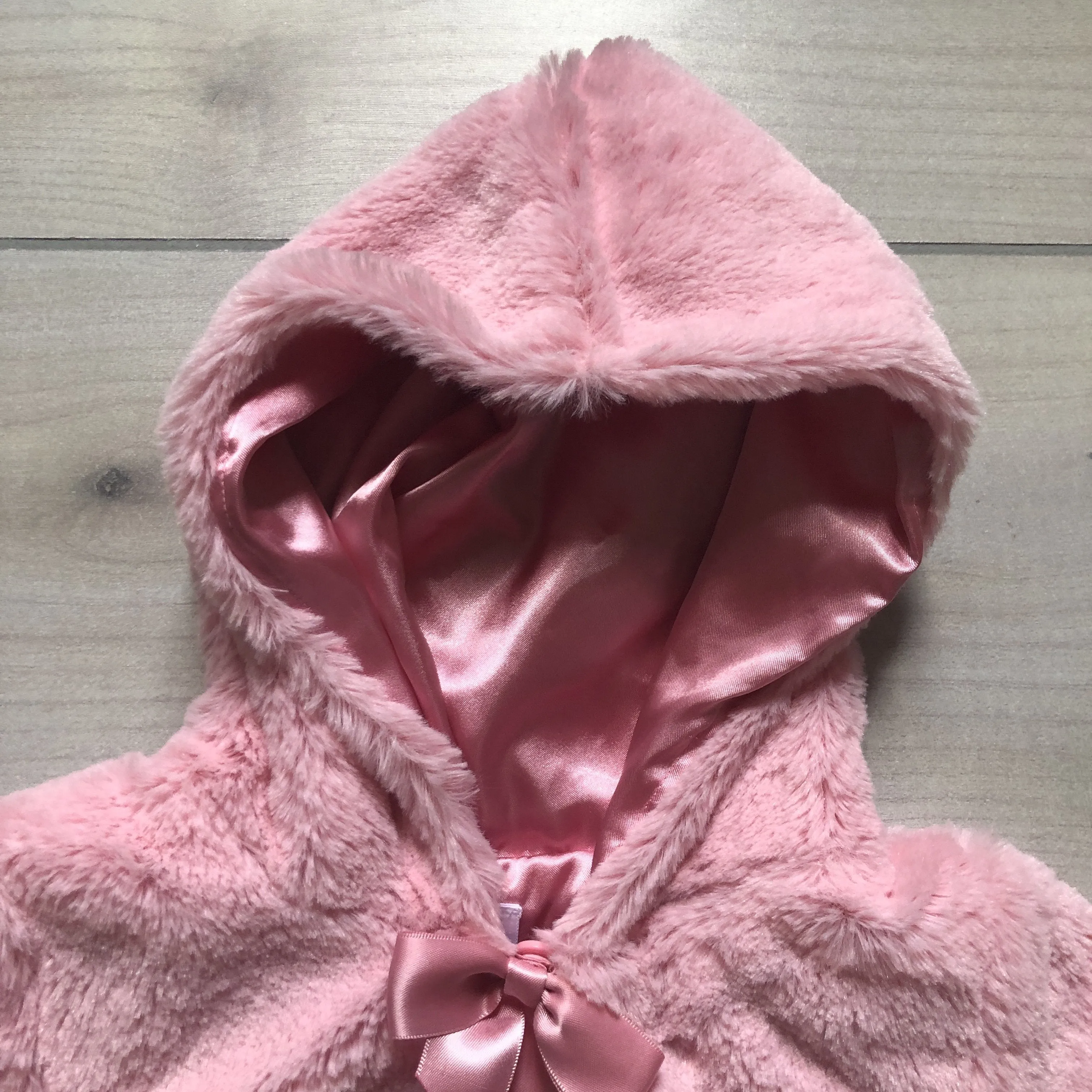 NEW Gymboree Pink Faux Fur Hooded Cape Coat