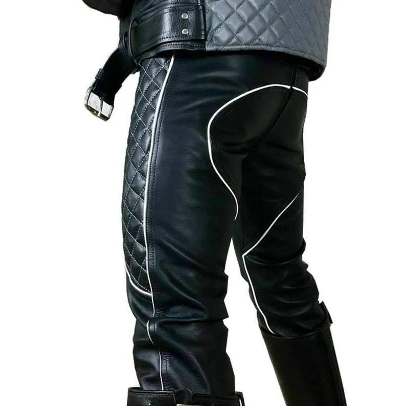 New Style Side Padded Leather Pants