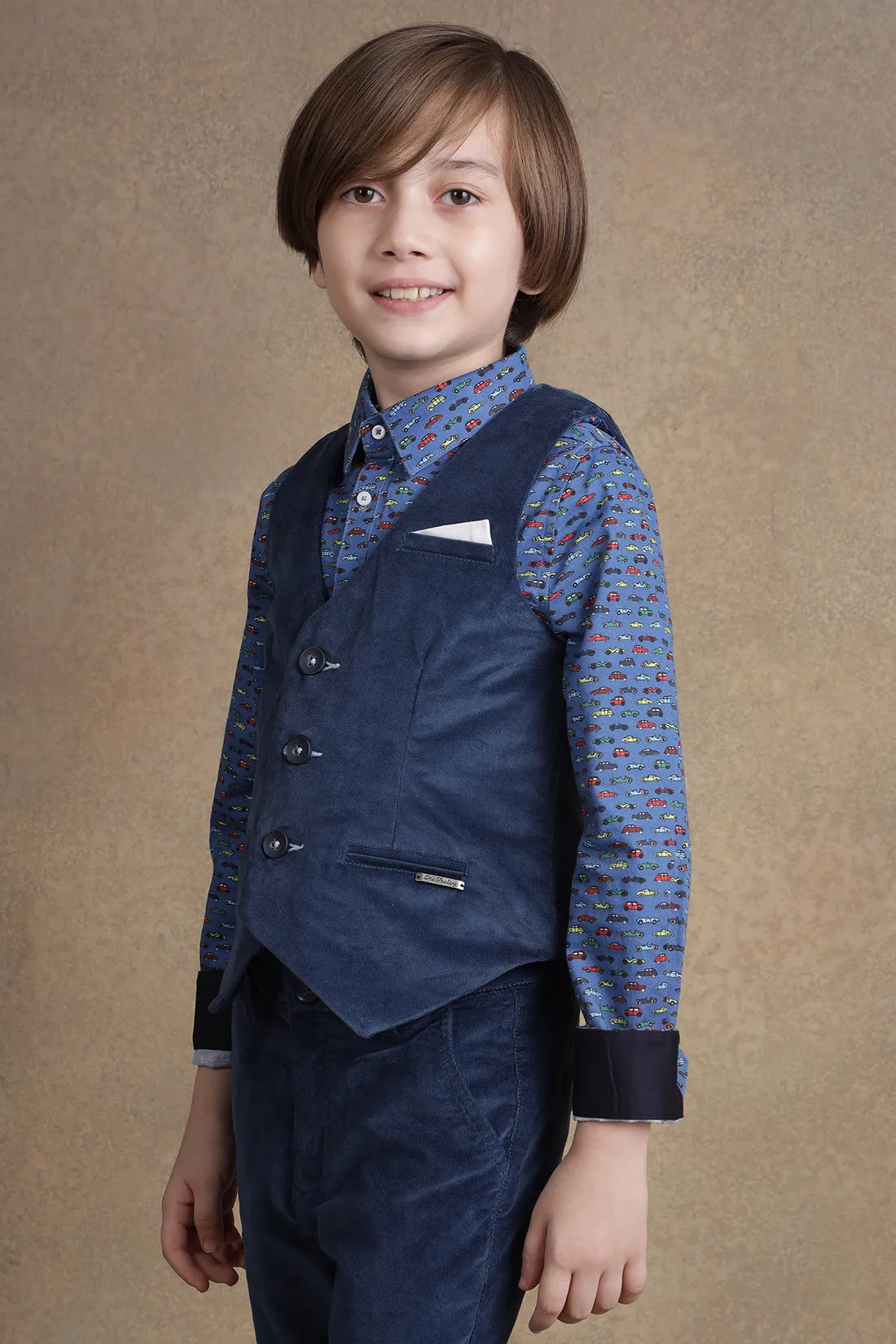 One Friday Kids Boys Blue Waist Coat