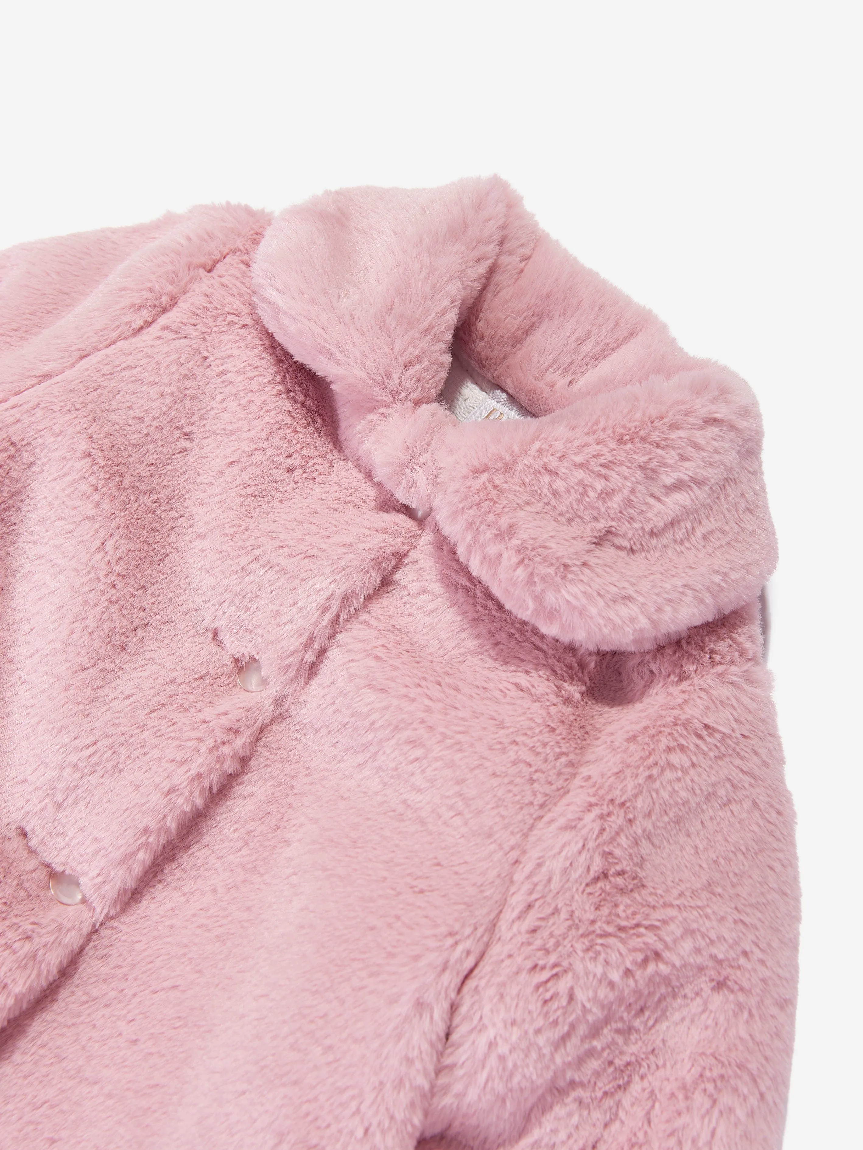 Paz Rodriguez Girls Faux Fur Coat in Pink