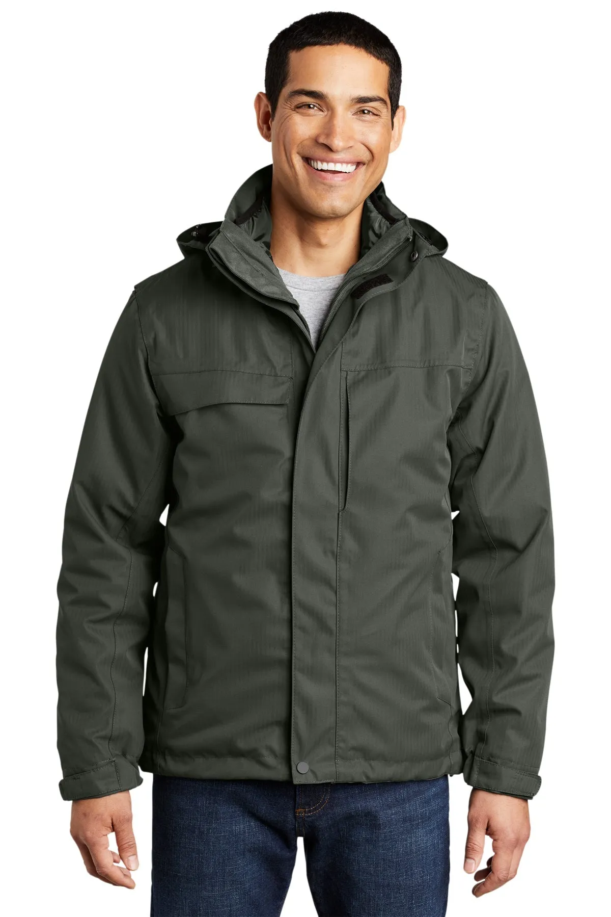 Port Authority Herringbone Customized 3-in-1 Parkas, Spruce Green