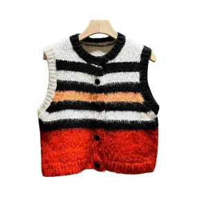 Pre Order:  Wool Blend Striped Knitted Vest