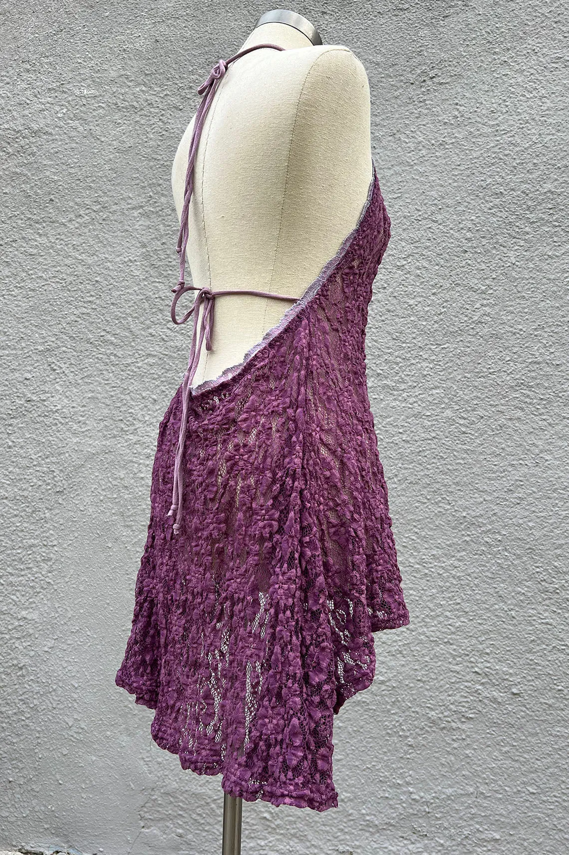 READY TO SHIP One of a Kind Upcycled Purple Lace Slip Dress