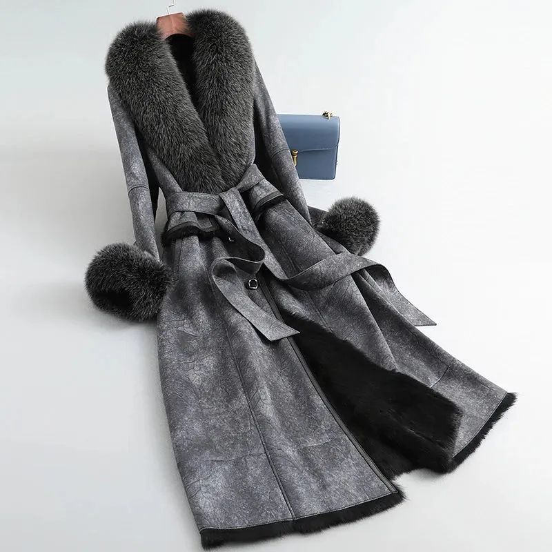 Real Fur Lining Long Coat