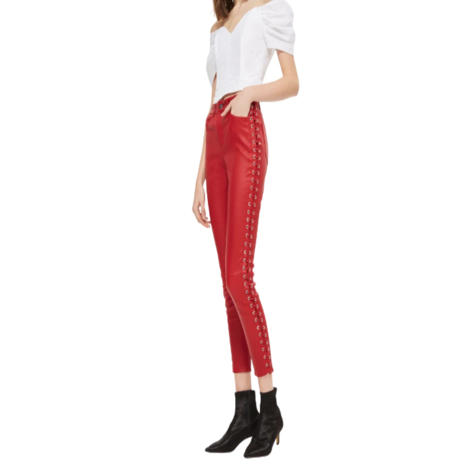 red leather pants for women