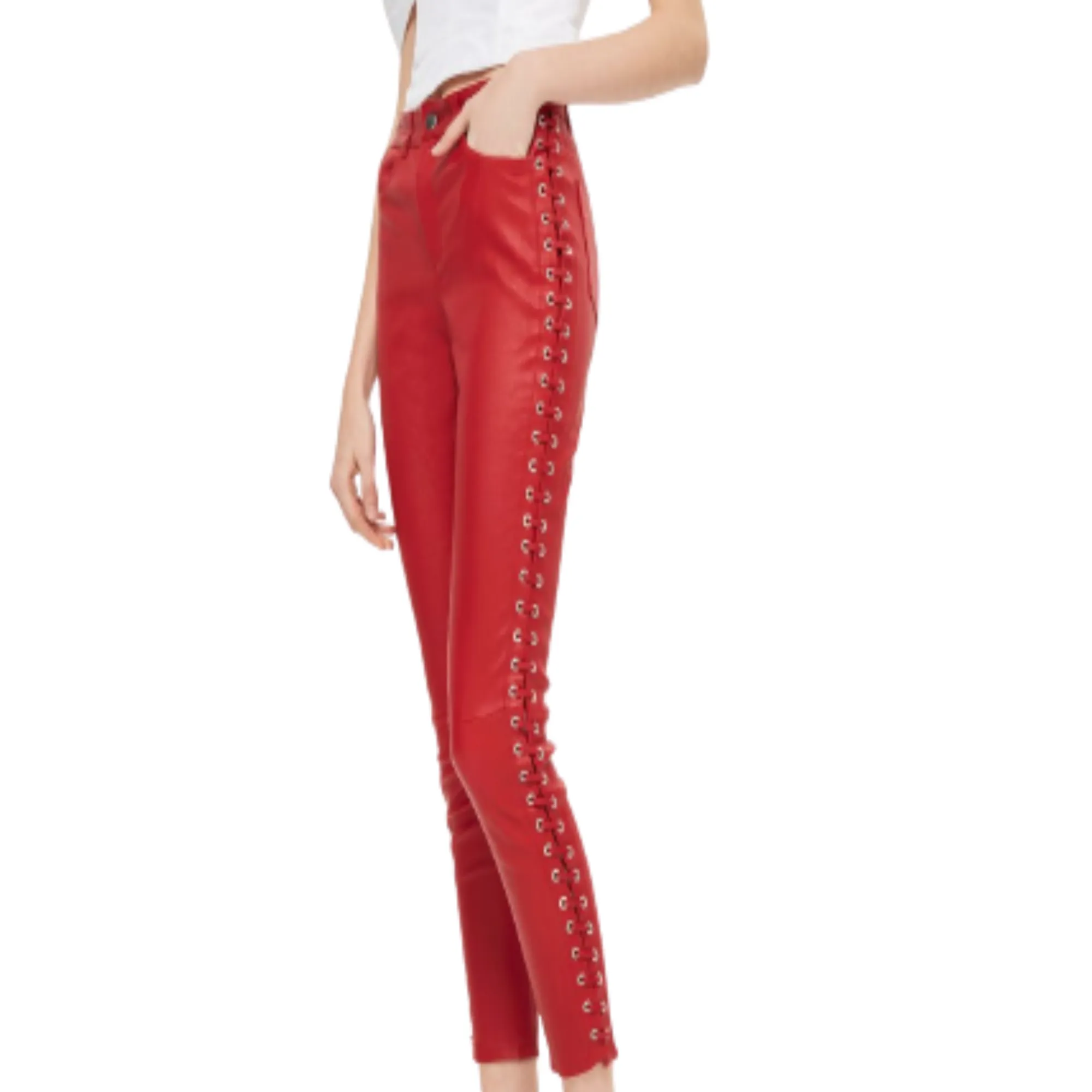 red leather pants for women