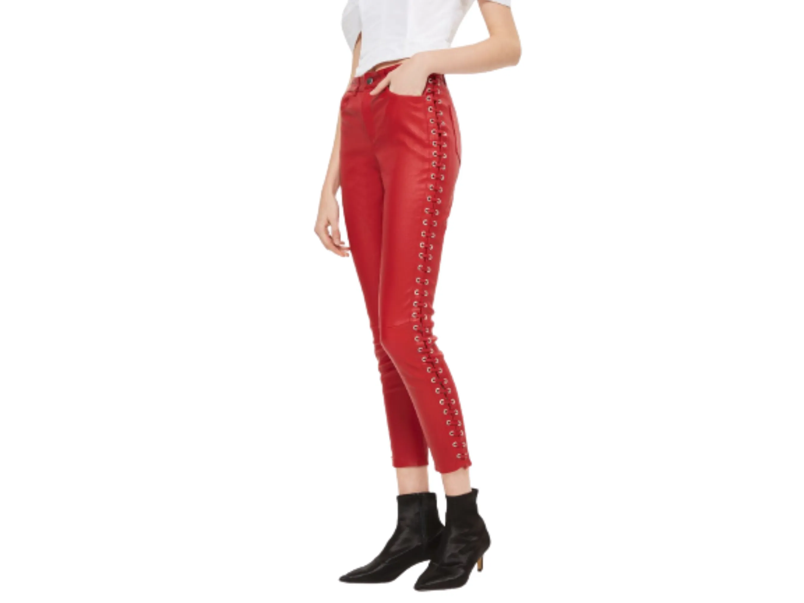 red leather pants for women