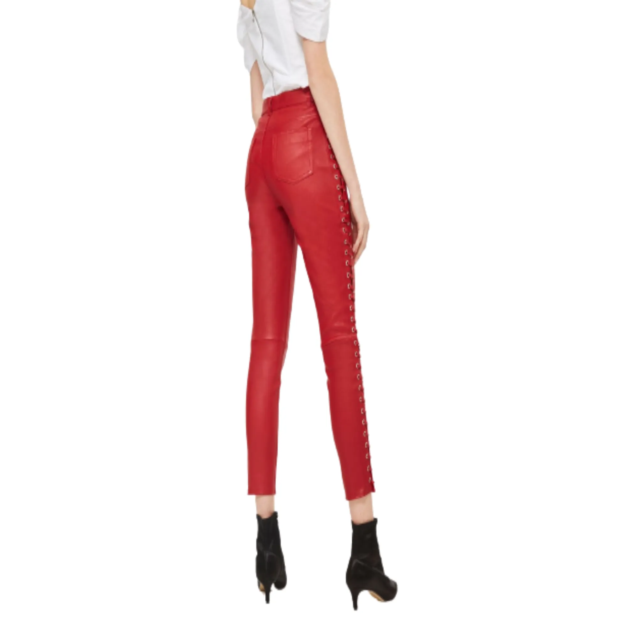 red leather pants for women