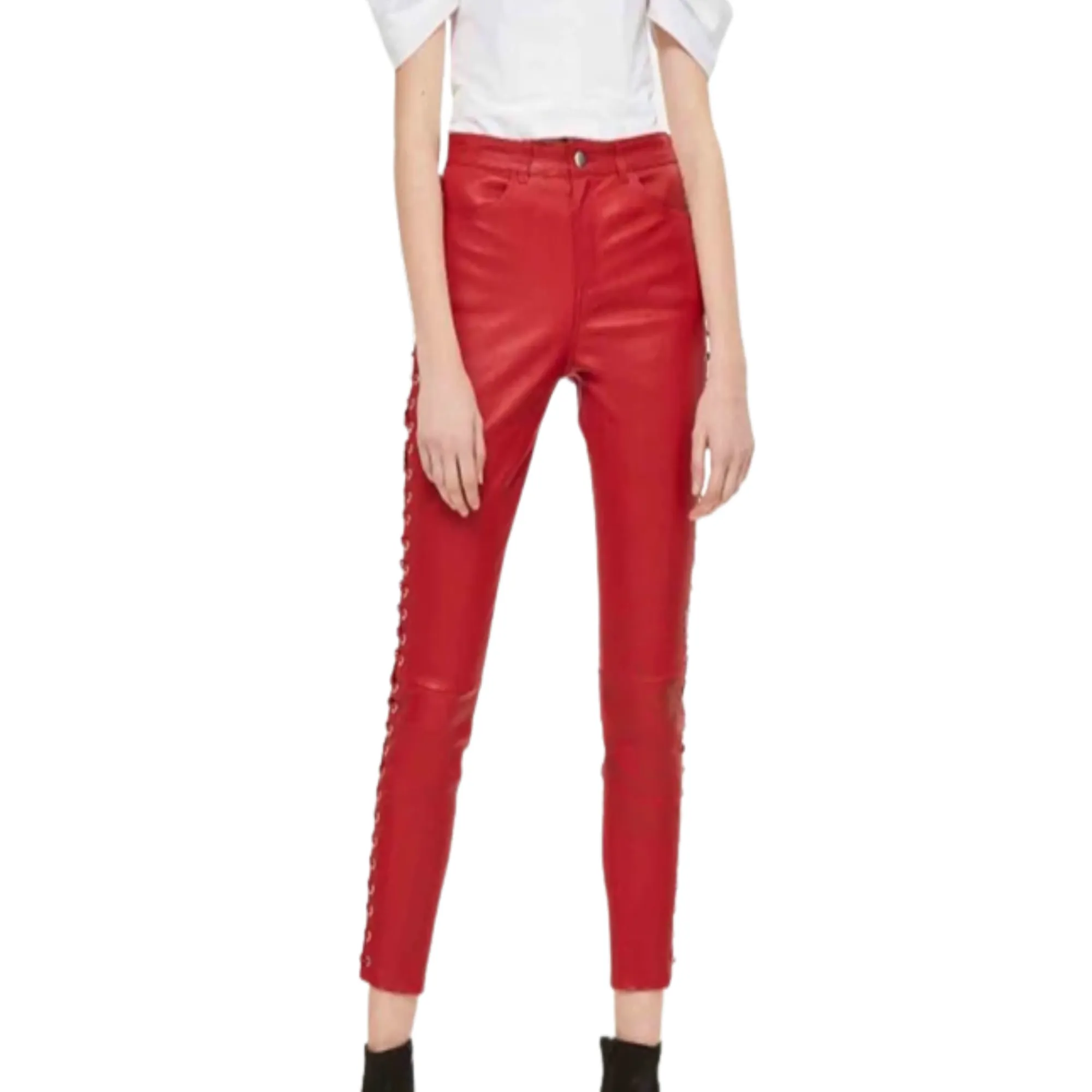 red leather pants for women