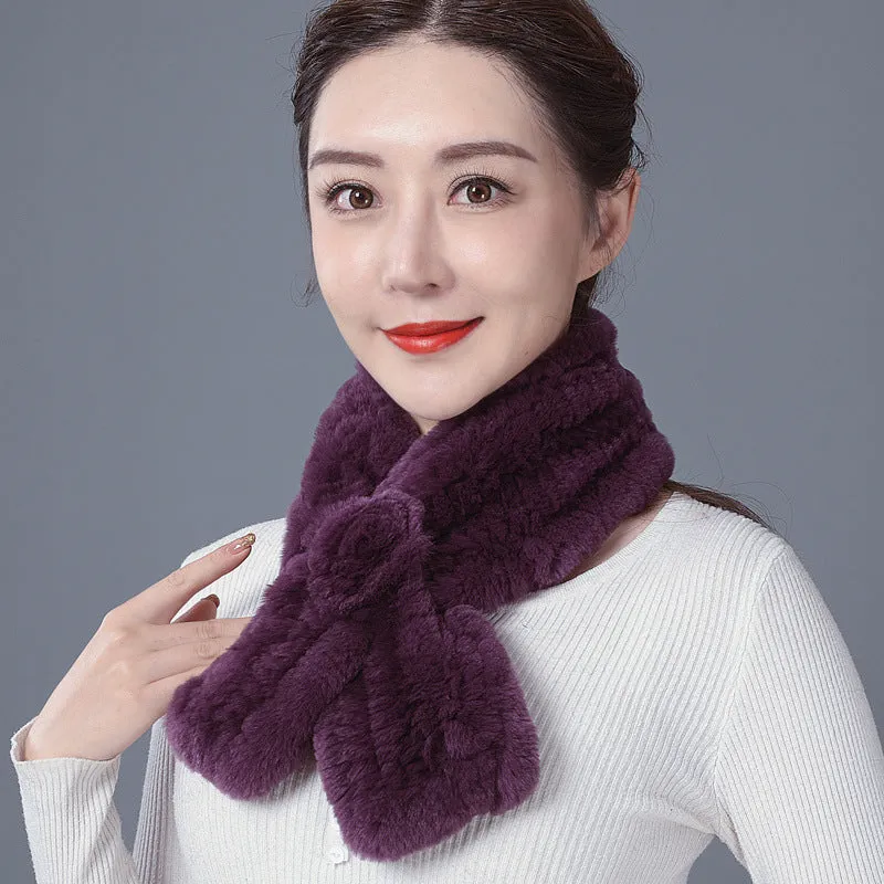 Rex rabbit fur scarf thickened warm men's and women's autumn winter fur collar wild windproof neck sleeve