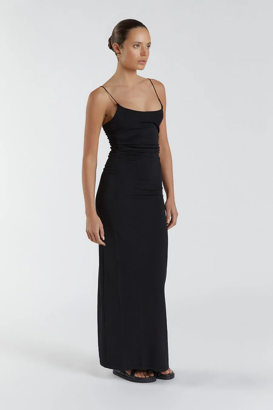 ROMY BLACK SCOOP KNIT MAXI DRESS