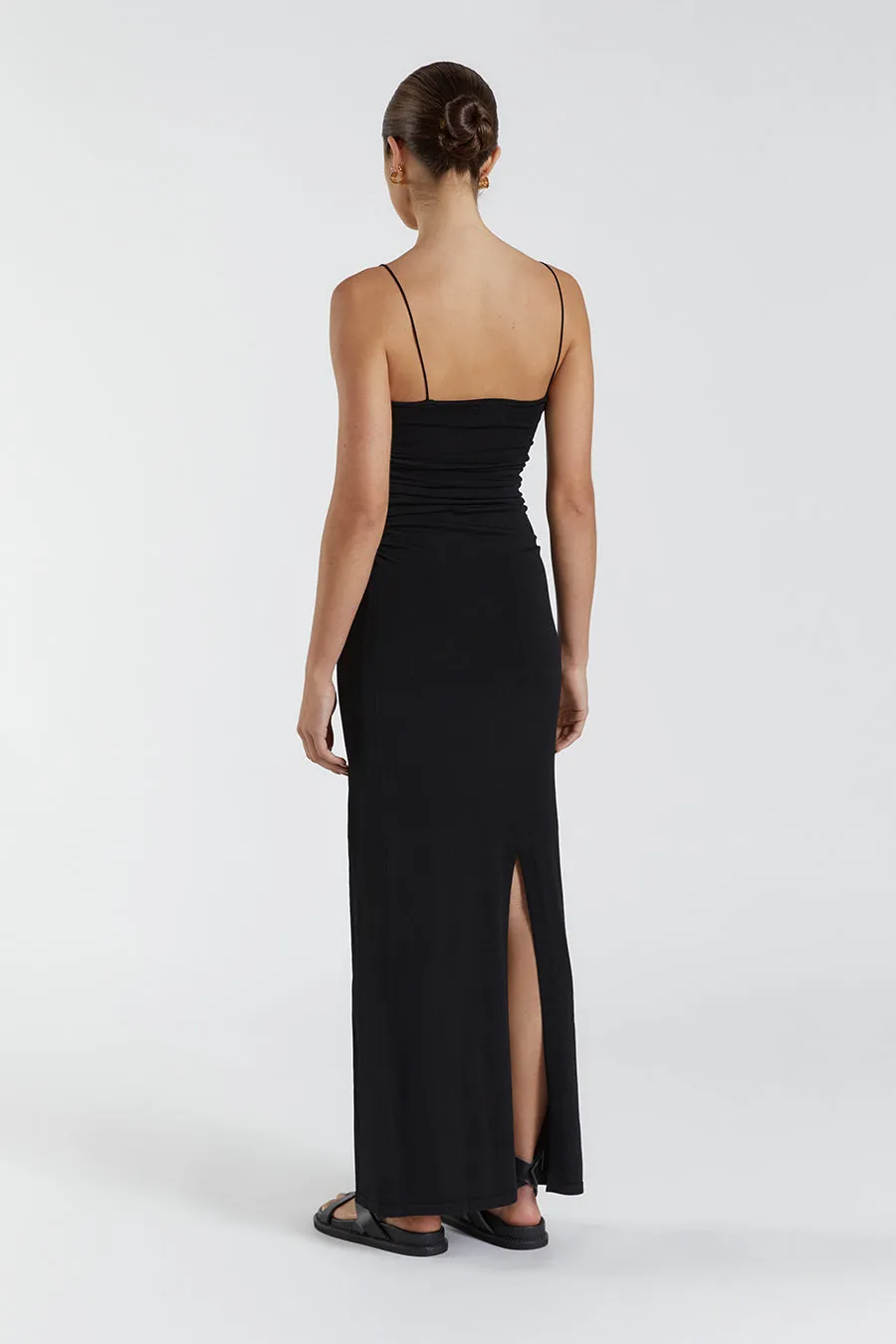 ROMY BLACK SCOOP KNIT MAXI DRESS