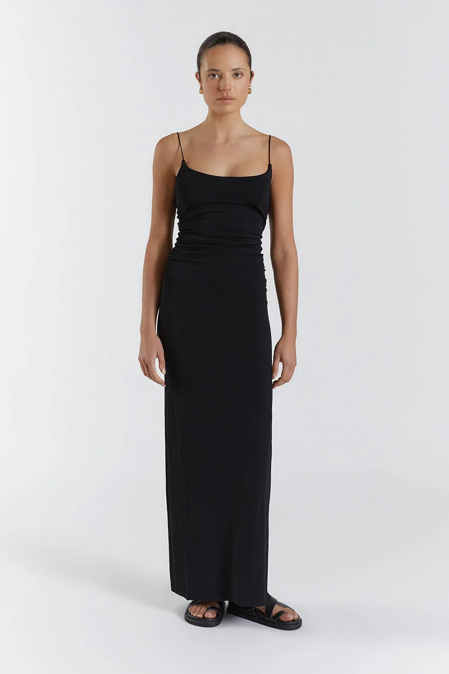 ROMY BLACK SCOOP KNIT MAXI DRESS