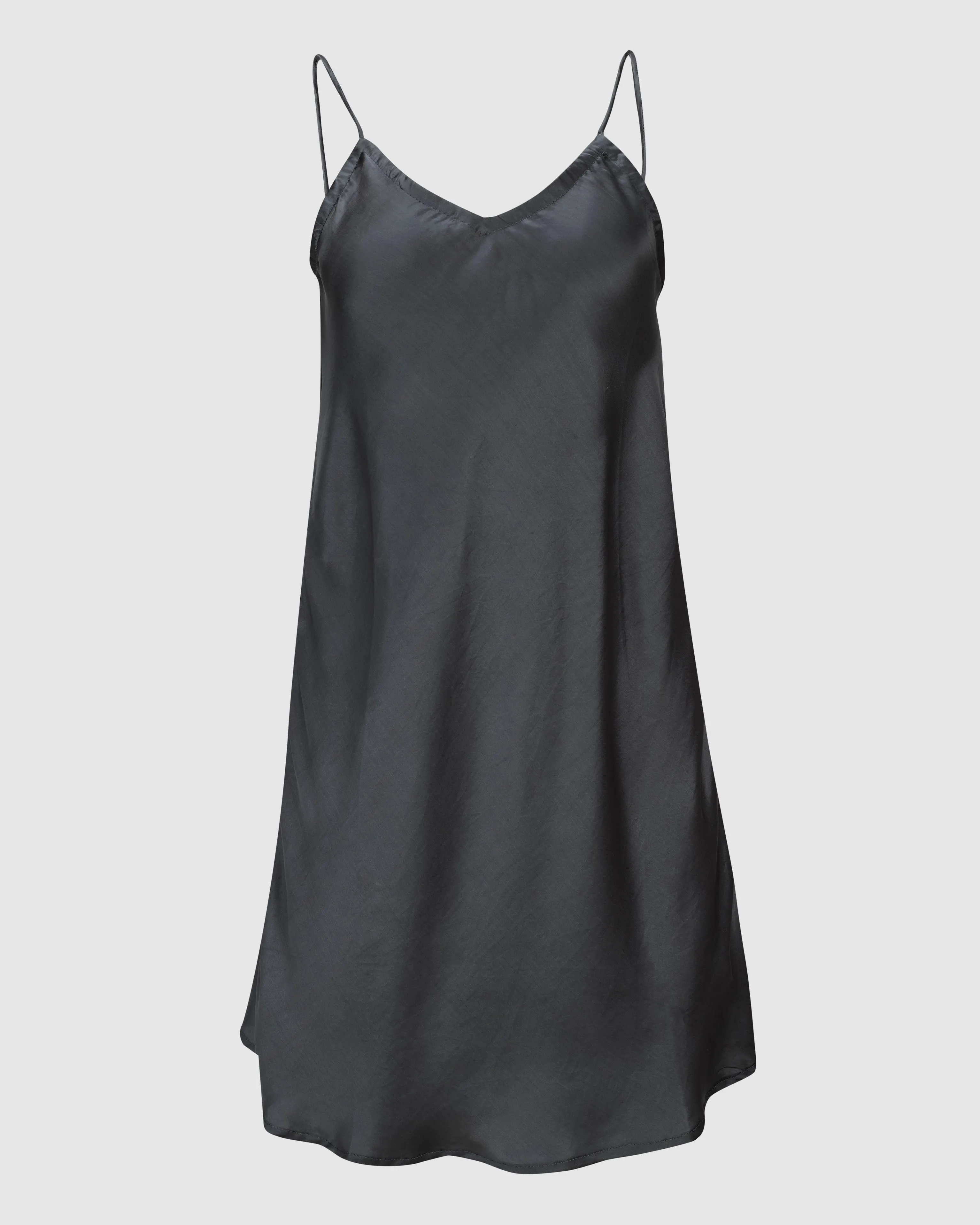 ROSE SILK SHORT SLIP DRESS IN DARK INDIGO