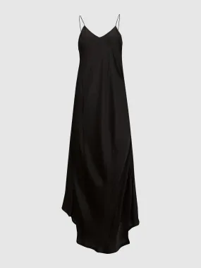 ROSE SILK SLIP DRESS IN NOIR