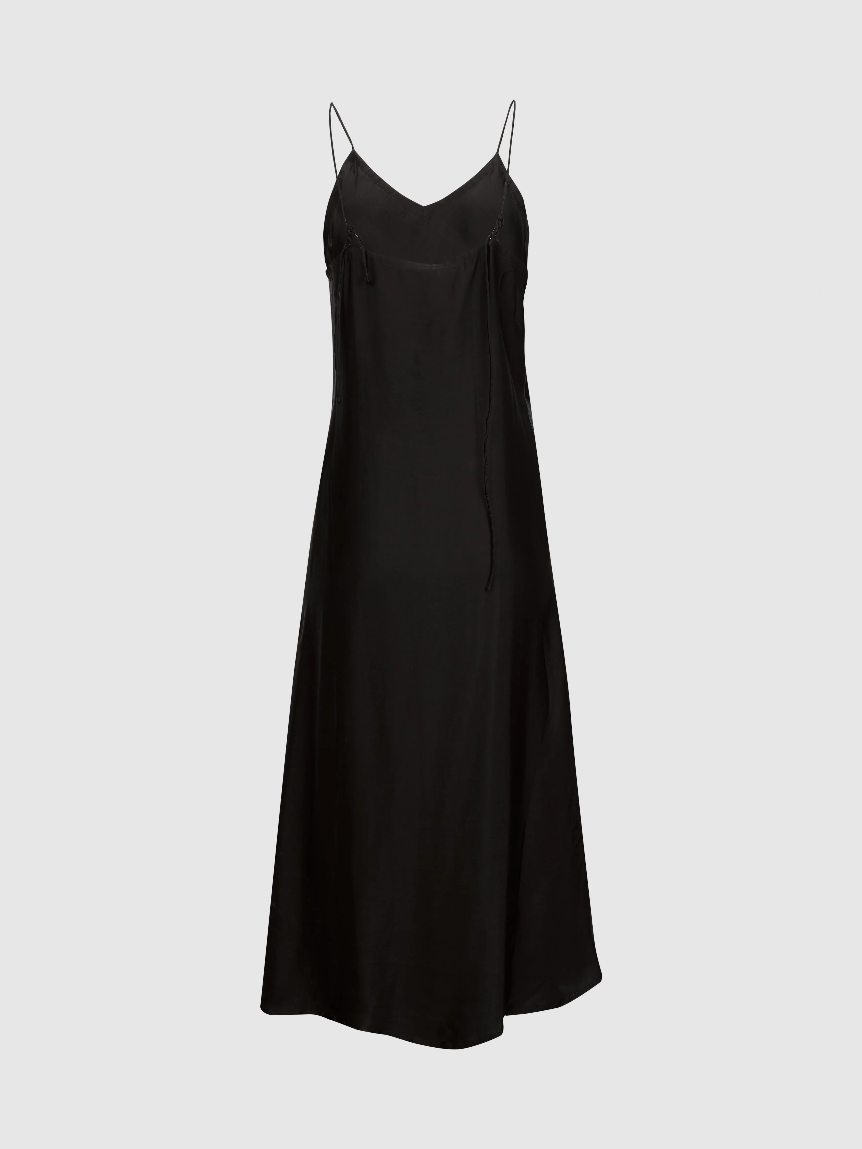 ROSE SILK SLIP DRESS IN NOIR