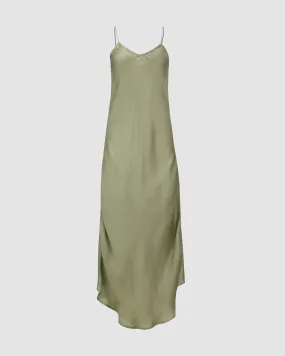 ROSE SILK SLIP DRESS IN SAGE