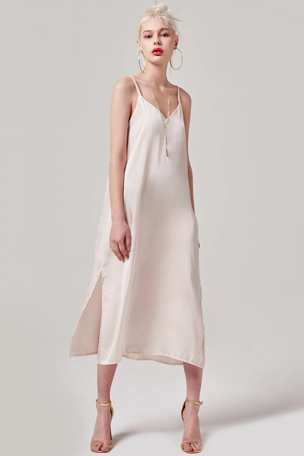 Satin Slit Slip Dress