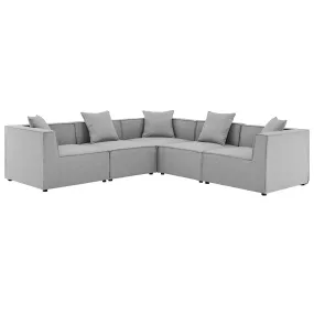 Saybrook Outdoor Patio Upholstered 5-Piece Sectional Sofa Gray EEI-4384-GRY