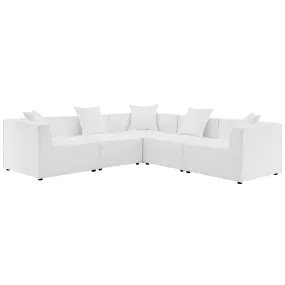 Saybrook Outdoor Patio Upholstered 5-Piece Sectional Sofa White EEI-4384-WHI