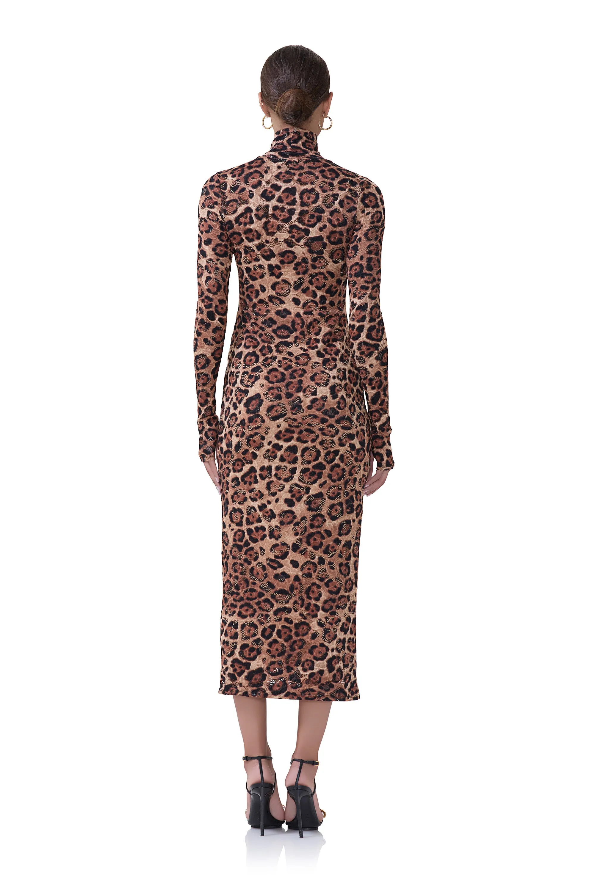 Shailene Crochet Lace Dress - Cocoa Leopard