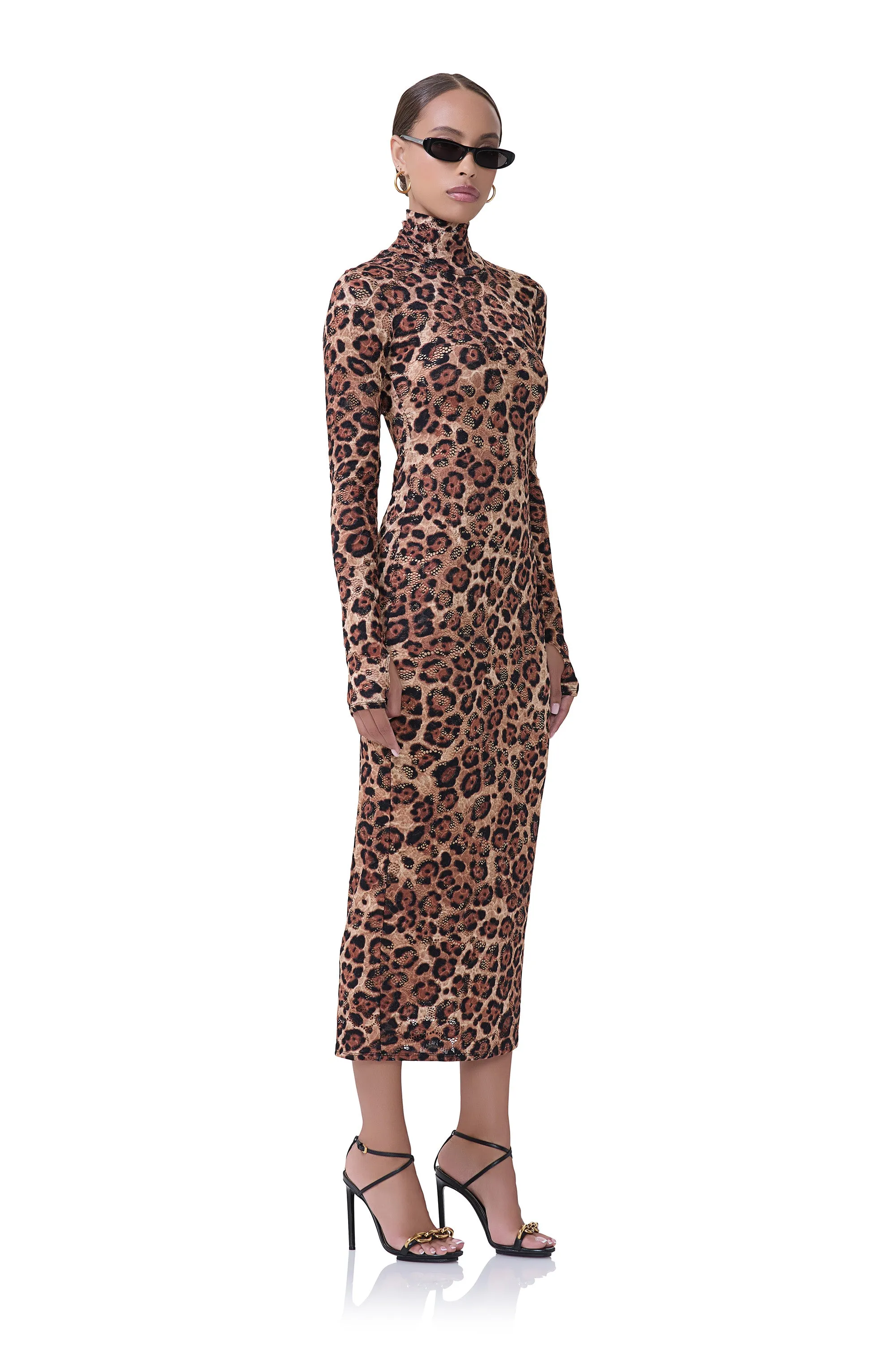 Shailene Crochet Lace Dress - Cocoa Leopard