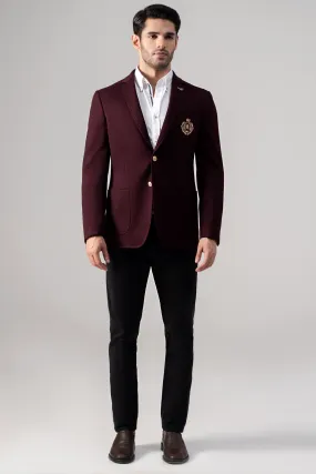 SIGNATURE EMBROIDERY COAT MAROON