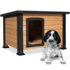 Small Log Cabin Outdoor Dog House w/ Opening Roof