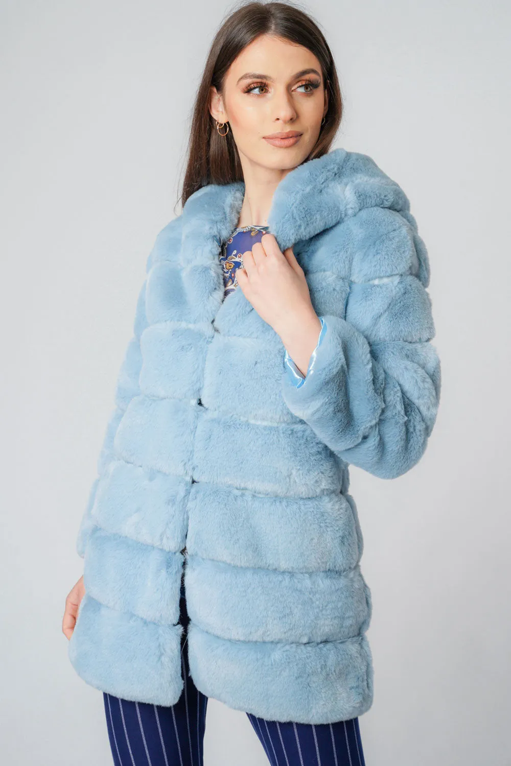 Soft Faux Fur Hooded Coat